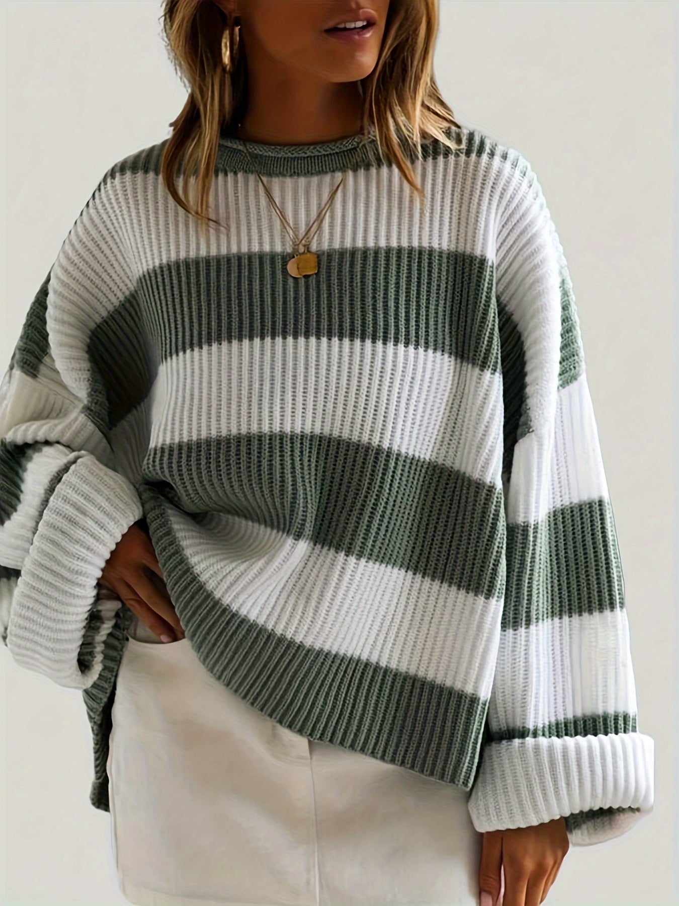 Chloe™ Striped Crew Neck Pullover