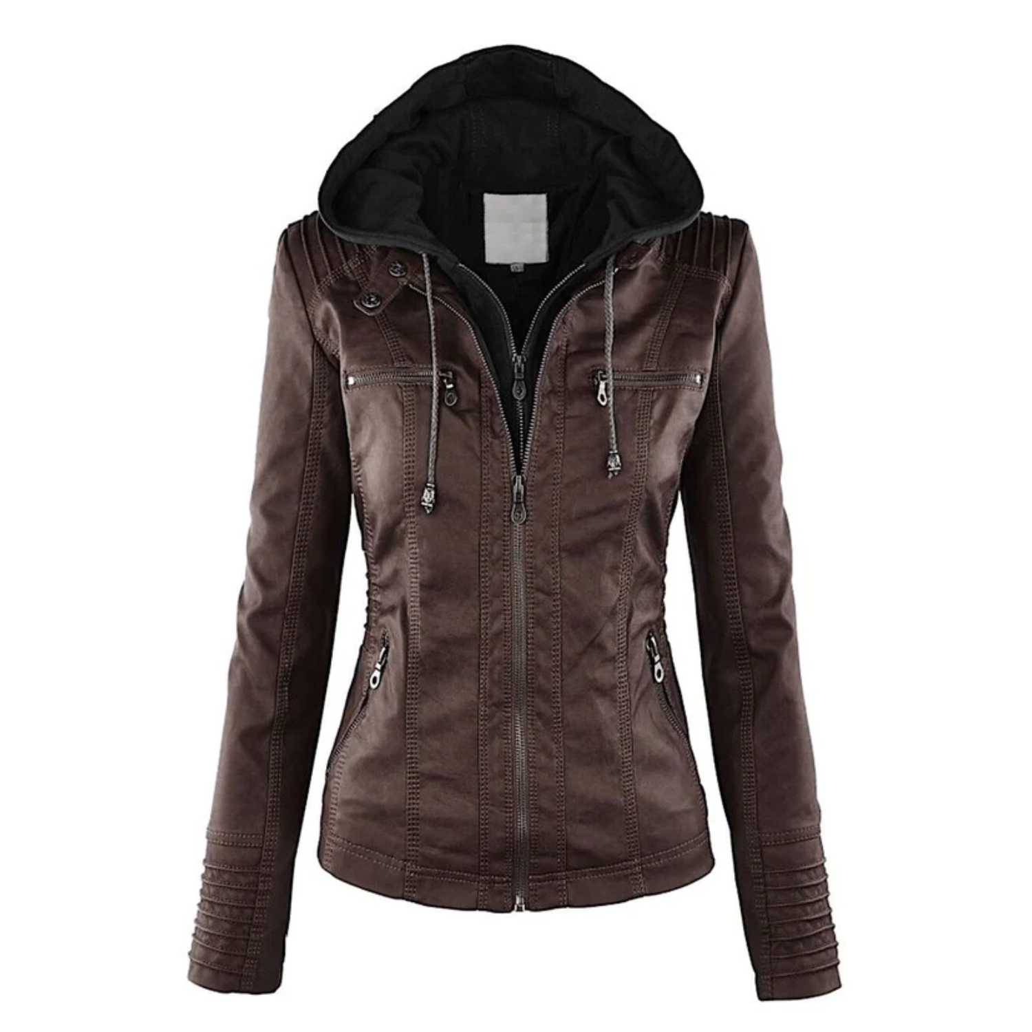 Emma | Leather Hooded Jacket