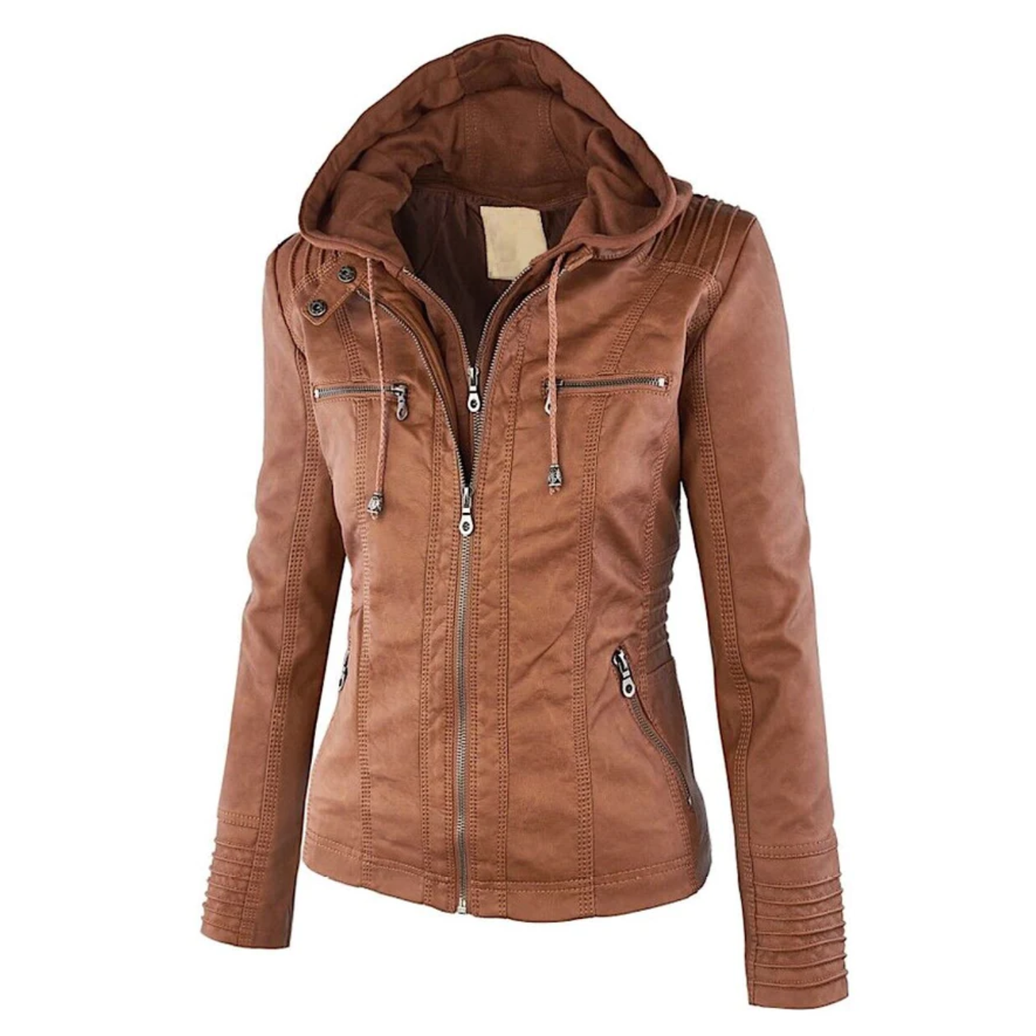 Emma | Leather Hooded Jacket