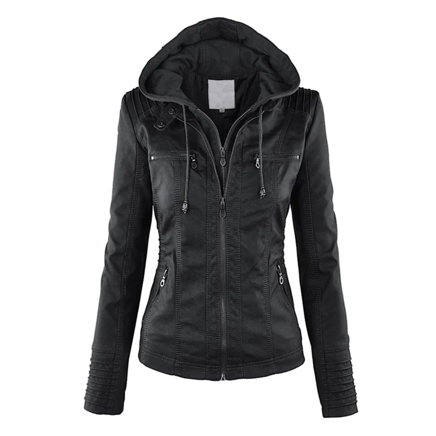 Emma | Leather Hooded Jacket