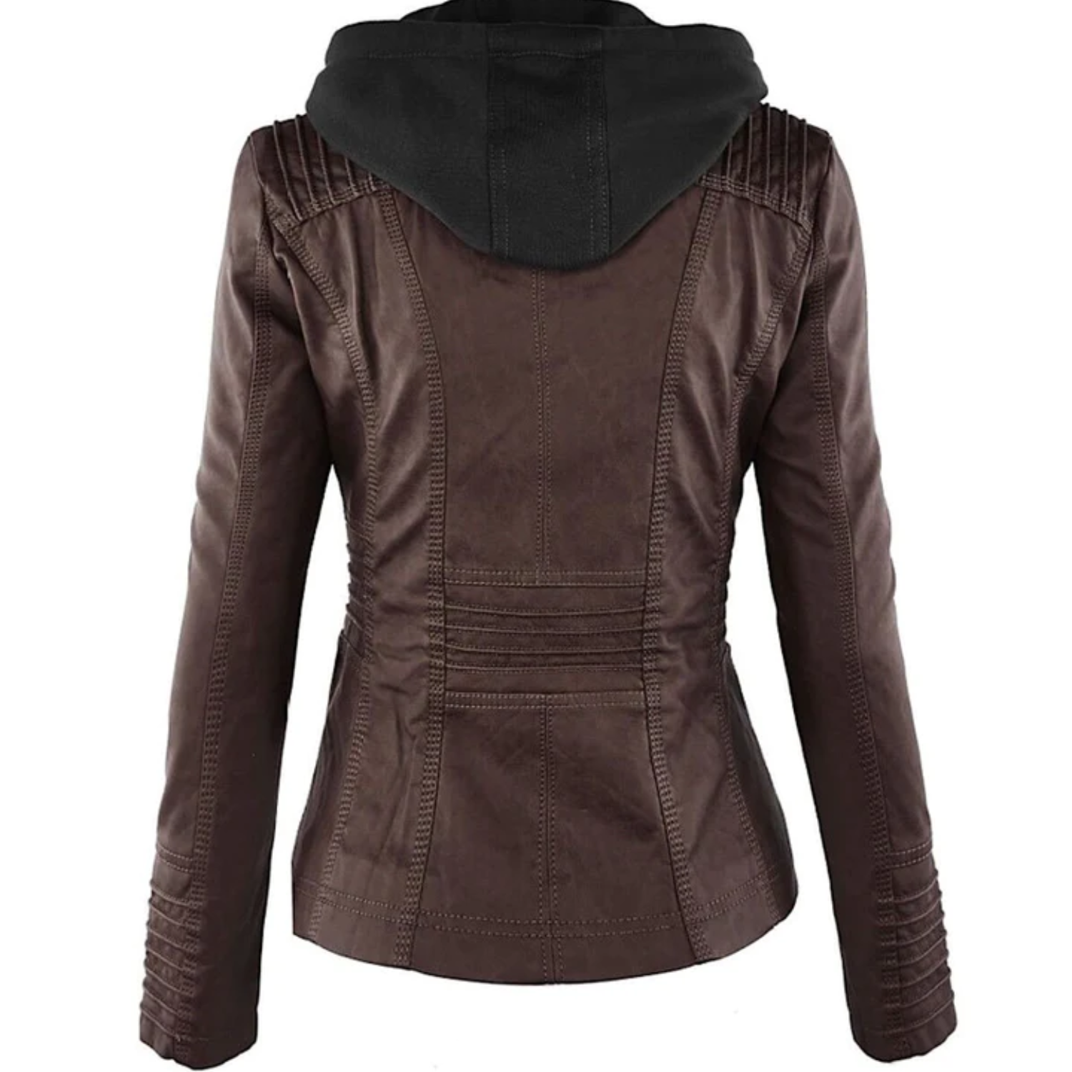 Emma | Leather Hooded Jacket