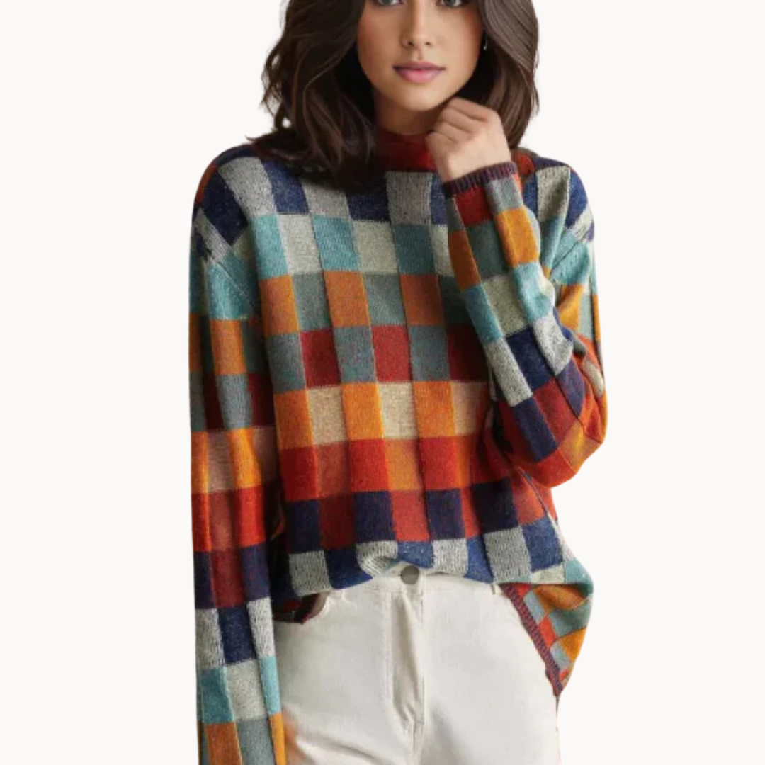 Mabel | Cashmere Patchwork Turtleneck Sweater