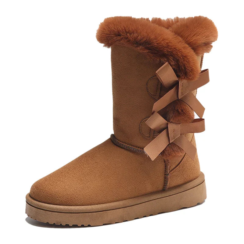 Bella | Suede butterfly snow boots with a thick sole