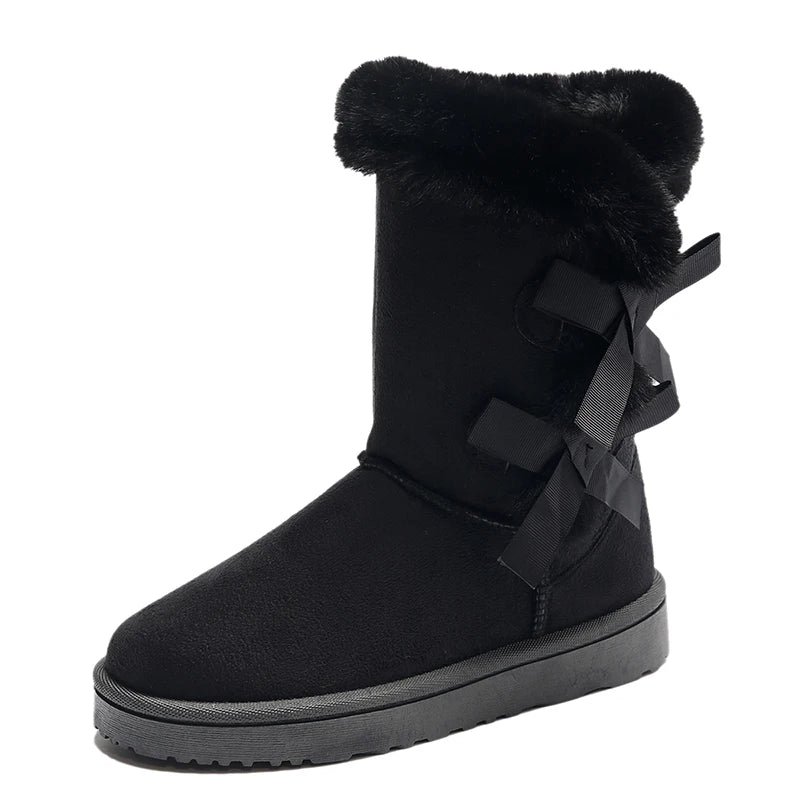 Bella | Suede butterfly snow boots with a thick sole