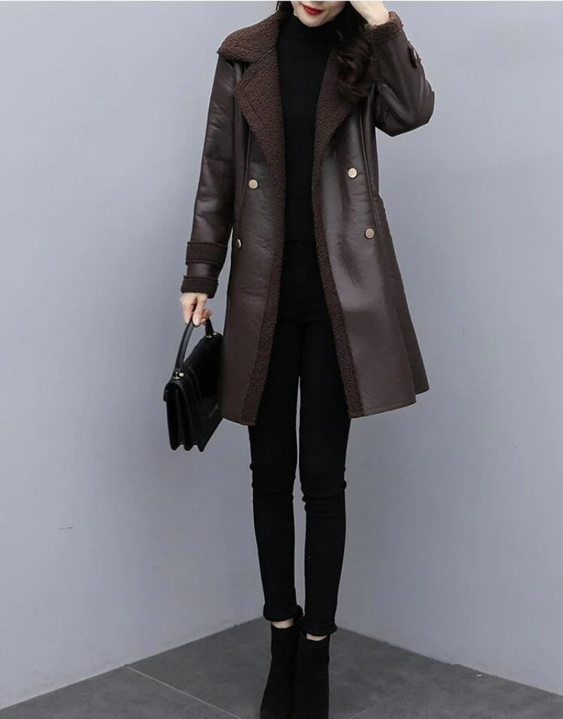 Sophie | Premium Cosy Leather Coat