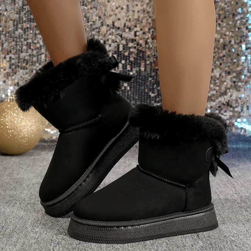 Ella | Bow round-toe snow boots with velvet lining