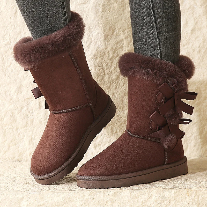 Bella | Suede butterfly snow boots with a thick sole