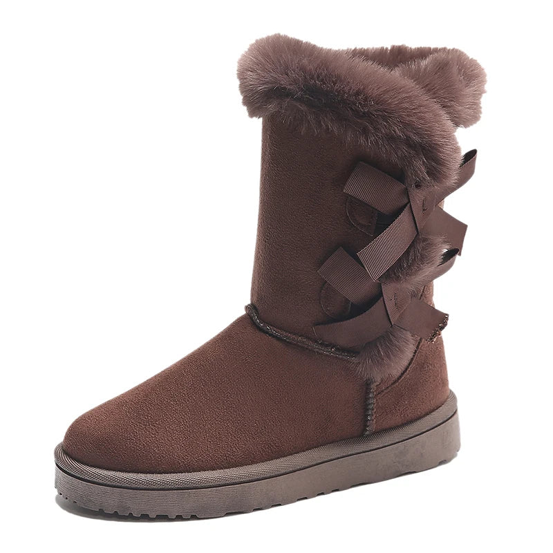 Bella | Suede butterfly snow boots with a thick sole