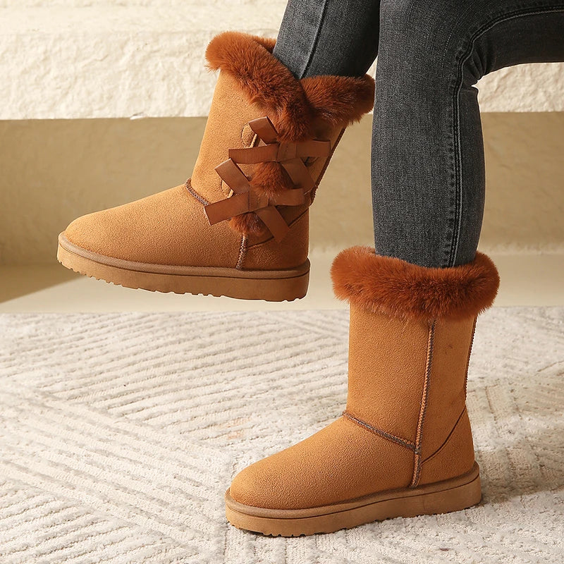 Bella | Suede butterfly snow boots with a thick sole