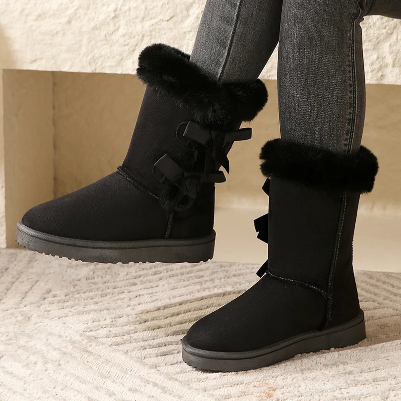 Bella | Suede butterfly snow boots with a thick sole