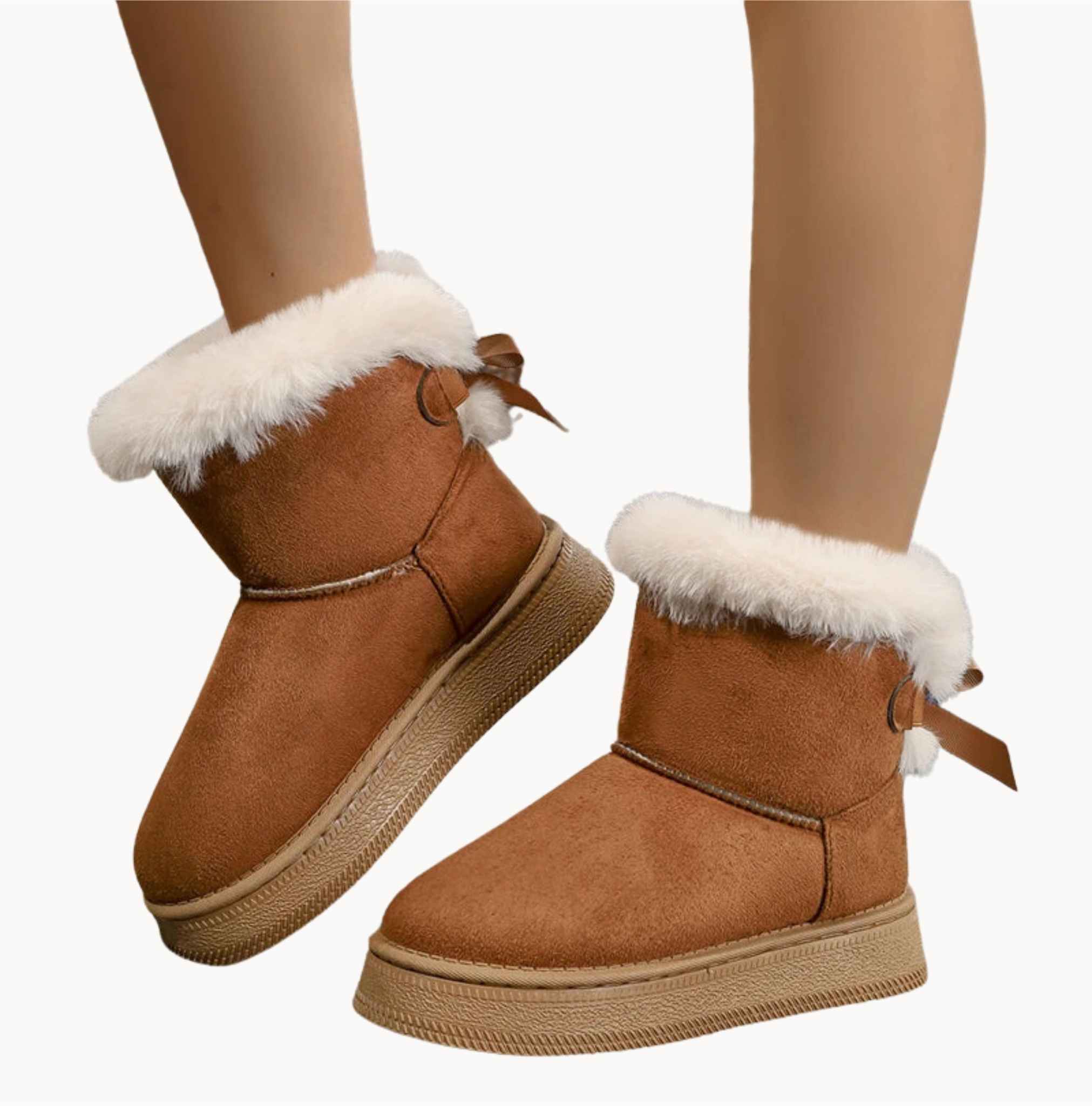 Ella | Bow round-toe snow boots with velvet lining