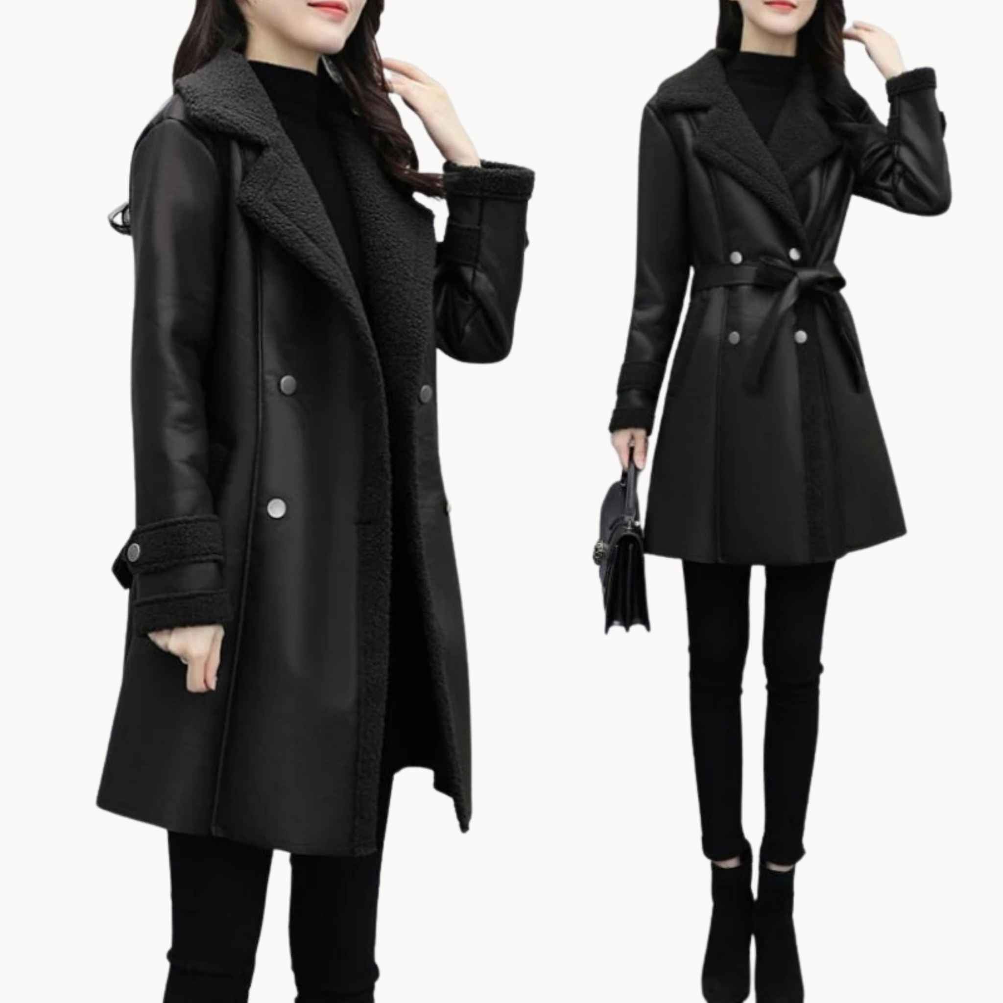 Sophie | Premium Cosy Leather Coat