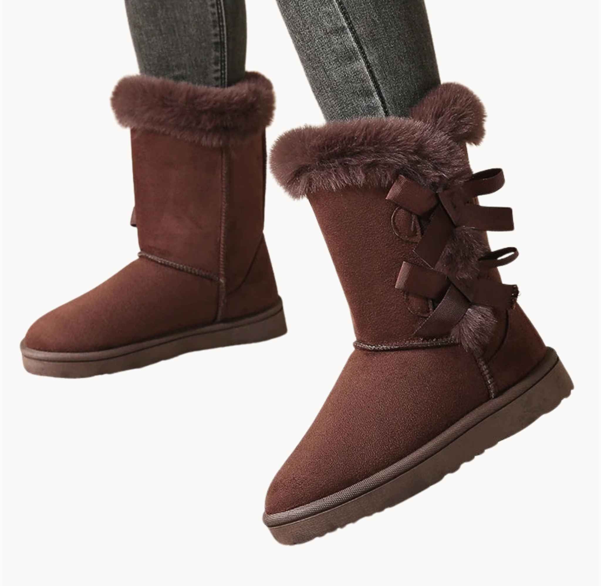 Bella | Suede butterfly snow boots with a thick sole