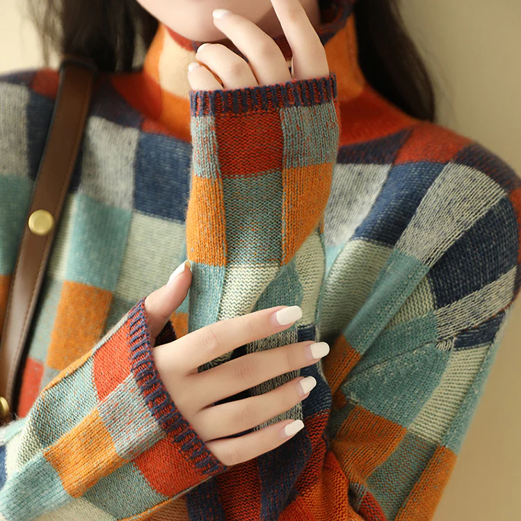 Mabel | Cashmere Patchwork Turtleneck Sweater